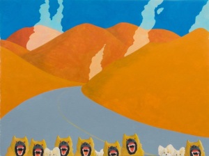 “The Road to Yakima” , acrylic on paper, 22” x 30”, 2013