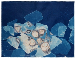Becoming, cyanotype, gouache, colored pencil, 2014