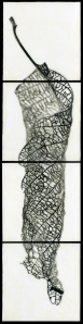 Skeletal Leaf, 2009 archival pigment prints and encaustic on wood panels 40"h x 10"w x 1.5"d